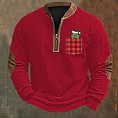 levne Základní mikiny_-Pánské Mikina Černá Bílá Rubínově červená Trávová zelená Šedá Poloviční zip Grafika Tisk Slátanina Denní Dovolená Jdeme ven Polyester Šik ven Na běžné nošení Podzim Zima Oblečení Mikiny s kapucí