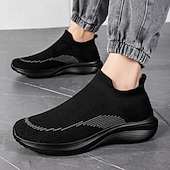 economico Sneakers da uomo-sneakers slip-on rosse leggere da uomo | tomaia in flyknit traspirante con suola comoda per attività casual e sportive