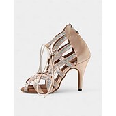 abordables Chaussures de danses latines-Chaussures de danse en treillis floral coloré pour femmes avec bout ouvert et devant à lacets - confortables et élégantes, parfaites pour la salle de bal, la performance ou la danse latine