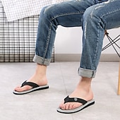 billige Uformelle sandaler-svarte flip-flop-sandaler for menn med polstret såle - komfortabelt uformelt strand- og sommersko