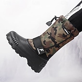 tanie Buty zimowe i śniegu-męskie zimowe buty śnieżne w kamuflażu z wodoodporną cholewką i pluszową podszewką - wytrzymała, antypoślizgowa podeszwa, regulowany pasek, idealne do aktywności na świeżym powietrzu