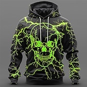 baratos moletons 3d masculinos-Homens Caveiras Moletons Moletom Casacos Moletom com capuz Gola Redonda Moda Impressão 3D Festa Feriado Streetwear Amarelo Roxo Com Cordão Outono Inverno Designer