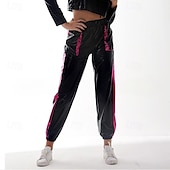 cheap Bottoms-1980s Hip Hop Shiny Metallic Pants Jogger Pants Color Block Women&#039;s Carnival Costume Carnival Mardi Gras Performance Party Pride Parade Adults&#039; Pants