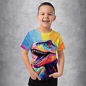 cheap Boy&#039;s 3D Animals-Boys 3D Graphic Animal Dinosaur T shirt Tee Short Sleeve Summer Spring Fashion Basic Kids 4-12 Years Crew Neck Outdoor Casual Daily Regular Fit