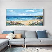preiswerte Blumen-/Botanische Gemälde-blaues Ozean-Ölgemälde handgemachtes zeitgenössisches Indigo-Gemälde großes Himmel-Meer-Gemälde Kunst Ozean-Meer-Gemälde Wohnkultur-Gemälde 3D-Meer abstraktes Ölgemälde weiße Wellen Textur-Gemälde