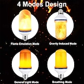 abordables Ampoules LED type maïs-4 modes LED flamme ampoules simulation feu lumières ampoule ktv festival jardin décor lumière e27 fête LED effet flamme lumière 1/4pcs