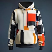economico felpe 3d da uomo-Per uomo A quadri Felpe Felpa Soprabiti Felpa con cappuccio Girocollo Di tendenza Stampa 3D Feste Per eventi Abbigliamento di strada Bianco A cordoncino Autunno Inverno progettista