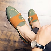 cheap Semi-Formal-Men&#039;s Loafers &amp; Slip-Ons Penny Loafers Suede Nylon Comfortable Slip Resistant Loafer Buckle White Green Color Block