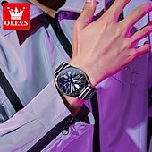 Недорогие Кварцевые часы-Часы OLEVS Men Quartz - креативные модные повседневные наручные часы со светящимися элементами и водонепроницаемыми стальными украшениями