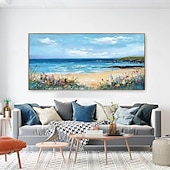 preiswerte Blumen-/Botanische Gemälde-blaues Ozean-Ölgemälde handgemachtes zeitgenössisches Indigo-Gemälde großes Himmel-Meer-Gemälde Kunst Ozean-Meer-Gemälde Wohnkultur-Gemälde 3D-Meer abstraktes Ölgemälde weiße Wellen Textur-Gemälde