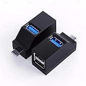 cheap Computer Peripherals-Type C USB 3.0 HUB Adapter 3 Ports USB Extender High Speed Data Transfer Splitter Docking Station for PC Laptop U Disk Card Read