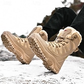 baratos Botas de combate-botas táticas de inverno masculinas – botas de neve quentes, forradas com pele sintética, impermeáveis, de cano alto e com sola antiderrapante, ideais para caminhadas ao ar livre e clima frio