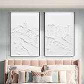 Недорогие Пейзажи-wabi sabi artwork hand painted white abstract art white painting wabi-sabi wall art white textured oil painting wall art set of 2 white wall art white abstract painting white 3d art