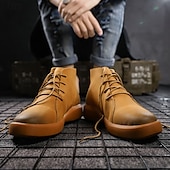 abordables Bottines-bottines décontractées en similicuir pour hommes avec design à lacets, semelle antidérapante confortable, parfaites pour un usage quotidien et des activités de plein air