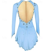 abordables Robes de Patinage Artistique-Figure Skating Dress Women's Girls' Ice Skating Dress Blue White Red High Elasticity Training Competition Skating Wear Classic Crystal / Rhinestone Long Sleeve Ice Skating Figure Skating