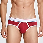 abordables Slips homme-Homme 1 pc Slips Caleçon Patchwork 90% coton Respirable Doux Confortable Bloc de couleur Taille Basse Jaune Rouge
