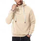 levne pánské základní mikiny s kapucí-Pánské Kapuce Mikina se zipem na čtvrtletí Bílá Kapuce Bez vzoru Denní Sporty a outdoor Dovolená Šik ven Chladný Na běžné nošení Jaro &amp; podzim Oblečení Mikiny s kapucí Mikiny Dlouhý rukáv
