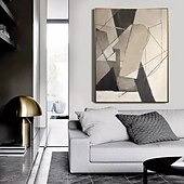 billiga Stilleben-stor abstrakt canvaskonst handgjord grå minimalistisk abstrakt målning handmålad nordisk abstrakt målning för vardagsrum abstrakt målning boho abstrakt väggkonst på duk stor canvasmålning