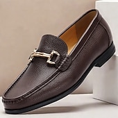 cheap Premium Leather Loafers-Men&#039;s Premium Cowhide Leather Loafers – Classic Slip-On Dress Shoes with Metal Bit Decor for Formal and Casual Wear