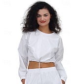 preiswerte Oberteile-1980er HipHop Glänzend Metallisch Bauchfreies Top Sweatshirt Disco Damen Karnevalskostüm Karneval Leistung Party Pride Parade Erwachsene Oberteil