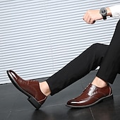 cheap Formal-Men&#039;s Classic Brown Brogue Oxford Dress Shoes – Faux Leather Lace-Up Formal Footwear for Office &amp; Events