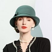 baratos Chapéu de Festa-chapéus 100% lã chapéu coco / cloche chapéu balde chapéu fedora chá de casamento elegante casamento com laço cor pura chapéu chapéu