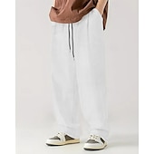 baratos Calças Desportivas-Homens Calças Esportivas Calça de moletom com pernas largas Calças de Veludo Calças Bolsos Com Cordão Cintura elástica Tecido Conforto Esportes Diário Moda Casual Preto Branco Micro-Elástica