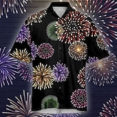 cheap Vintage Shirt-Christmas Men&#039;s Sparkly Glittery Shirt Dress Shirt Summer Hawaiian Shirt Short Sleeve Casual Outdoor Vacation Party Summer Collared Shirts Button Up 3D Print Black
