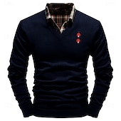 preiswerte Bedruckte Pullover für Herren-Weihnachten Herren Käfer Pullover V Ausschnitt Brautkleider schlicht Outdoor Täglich Pullover für Silvester Bestickt Gestrickt Warm Langarm Herbst Winter Wein Schwarz Weiß