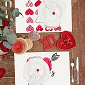 cheap Placemats &amp; Coasters &amp; Trivets-Valentine&#039;s Day Placemats Set of 4 Romantic and Decorative Table Mats Featuring Heart or Rose Patterns Durable and Heat-Resistant Perfect for Adding a Touch of Love to Your Dining Table Decor