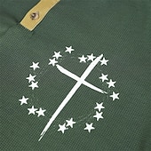 olcso Vallási-Férfi Grafika Križ Jézus Henley ing Gofris póló Hosszú ujj 3D nyomtatás Dizájn Egyszerű Alkalmi Szabadtéri sport Szabadság Fesztivál Tavasz &amp; Ősz Fekete Fehér Barna Lóhere Henley Henley póló