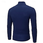 cheap Basic T shirts-Men&#039;s T Shirt Long Sleeve Shirt Mock Turtleneck Long Sleeve Rolled collar Plain Vintage Essential Street Black White Navy Blue Top Tee for Men