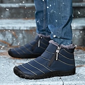abordables Botas de invierno y nieve-Botas de nieve de invierno amarillas para hombre: impermeables, con forro de piel, cierre de cremallera, botines cálidos antideslizantes para clima frío
