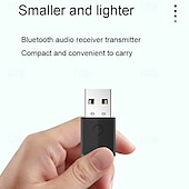 abordables Kit de Bluetooth/manos libres para coche-Receptor Bluetooth 5.0 para automóvil, adaptador auxiliar Bluetooth con cancelación de ruido, receptor de música Bluetooth para estéreo doméstico/auriculares con cable/llamadas manos libres, duración