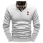 preiswerte Bedruckte Pullover für Herren-Weihnachten Herren Käfer Pullover V Ausschnitt Brautkleider schlicht Outdoor Täglich Pullover für Silvester Bestickt Gestrickt Warm Langarm Herbst Winter Wein Schwarz Weiß