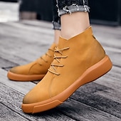 abordables Bottines-bottines décontractées en similicuir pour hommes avec design à lacets, semelle antidérapante confortable, parfaites pour un usage quotidien et des activités de plein air