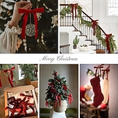  12pcs Red Velvet Christmas Bows for Tree, Wreath, Garland Decorations Vintage Velvet Bows with Gold Twist Ties for Holiday Crafts, Gift Wrapping