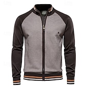 billiga Herrarnas Elite Tröjor &amp; Koftor-Herr Cardigan Tröja Kofta Ribbad Sticka Vanliga toppar Dragkedja Färgblock Kinakrage Stickat Neutral Utomhus Kläder Vår &amp; Höst Svart Marinblå S M L