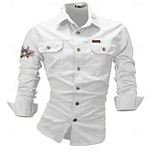 economico camicie western da uomo-Per uomo Bandiera americana degli Stati Uniti Cervo Camicie da lavoro Camicia occidentale Camicia da carico Manica lunga Occidentale Informale Sportivo Per uscire Da caccia Inverno Primavera &amp; Autunno
