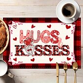 cheap Placemats &amp; Coasters &amp; Trivets-Valentine&#039;s Day Placemats Set of 4 Romantic and Decorative Table Mats Featuring Heart or Rose Patterns Durable and Heat-Resistant Perfect for Adding a Touch of Love to Your Dining Table Decor
