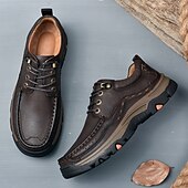 economico Semi-formale-scarpe da trekking da uomo in similpelle marrone con chiusura a lacci - comode e resistenti, perfette per le avventure all&#039;aria aperta