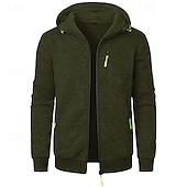 preiswerte Herren Strickjacke-Herren Strickjacke Kurzer Pullover Zip Pullover Reißverschluss Strickpullover Gerippt Stricken Standard Tasche Feste Farbe Mit Kapuze Modisch Klassisch Urlaub Freizeitskleidung Bekleidung Herbst