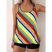 abordables Tankinis-Mujer Bañadores Tankini Traje de baño Vacaciones Tropical Bloque de color Sin Mangas Trajes de baño
