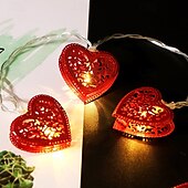 abordables Guirlandes lumineuses à piles-Guirlande lumineuse élégante pour réception de mariage, 1 pièce de 1,65 m à 10 LED, pour la Saint-Valentin, en fer, pour une demande en mariage, un festival, une atmosphère intérieure, une