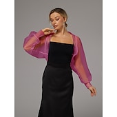 abordables enveloppes d&#039;invité de mariage-boléro en maille protection solaire manches longues bouffantes transparent cache-épaules boléro en tulle organza de mariée mode invité de mariage écharpe femme tout-assorti printemps&amp;amp;robe d&#039;été