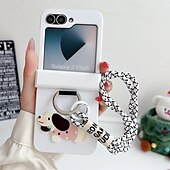 cheap Samsung Cases-Phone Case For Z Flip 7 Z Flip 6 Z Flip 5 Z Flip 4 Z Flip 3 Back Cover with Wrist Strap Shockproof Retro TPU Silicone