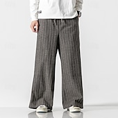 voordelige Loszittend-Voor heren Broek Vrijetijdsbroek Zak Trekkoord Recht been Streep Comfort Buiten Dagelijks Modieus Casual Donker Bruin Zwart Micro-elastisch