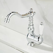 economico Classici-miscelatore monocomando per lavabo da bagno in ottone, rubinetti monocomando per lavabo a ponte rubinetto in ceramica, rubinetti monoforo per tubo flessibile freddo e caldo