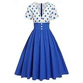 economico Vestiti-Retrò Vintage Anni 1950 Abito vintage Vestito Mascherata Pois Linea ad A Per donna Carnevale Capodanno Mascherata Casual Quotidiano Addio al Nubilato Adulti Vestito