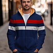 baratos moletons 3d masculinos-Homens Bloco de cor Tosão Moletons Moletom Moletom com capuz Com Capuz Moda Impressão 3D Feriado Streetwear Preto Azul Zíper Bolsos Outono Inverno Designer